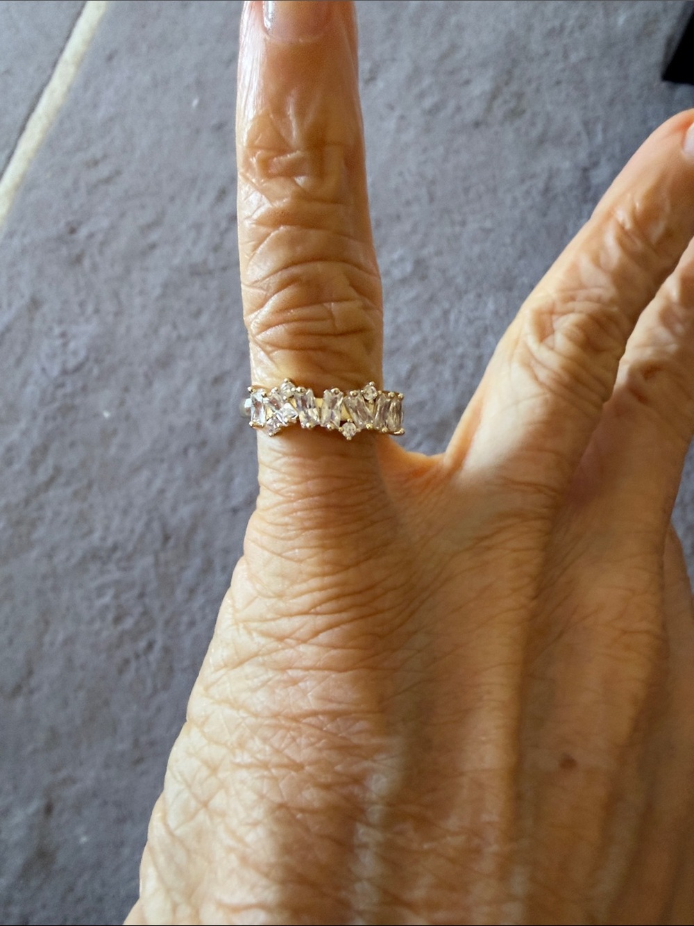Clear Stone Asymmetric Cluster Multi-Stone Ring